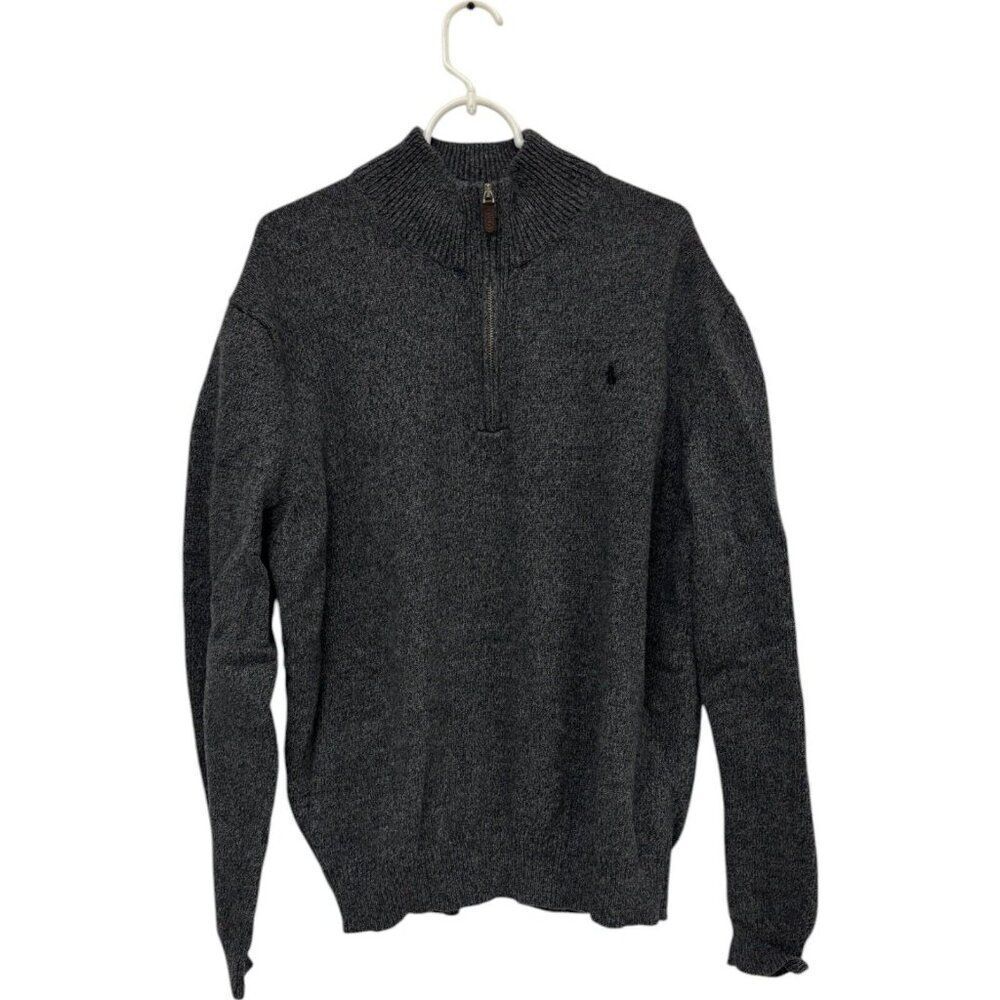 Polo Ralph Lauren Mens Sweater 2XL Gray 1/4 Zip Knit Mock Neck Pullover Preppy - Picture 2 of 9